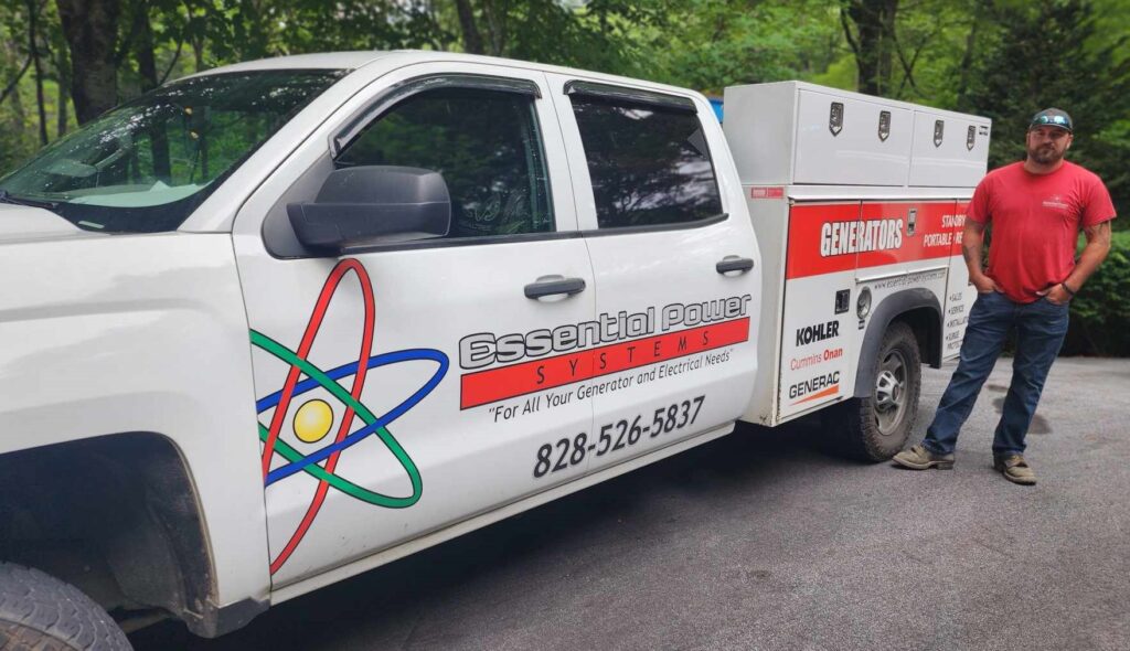 Essential Power Systems team and branded service truck in Highlands